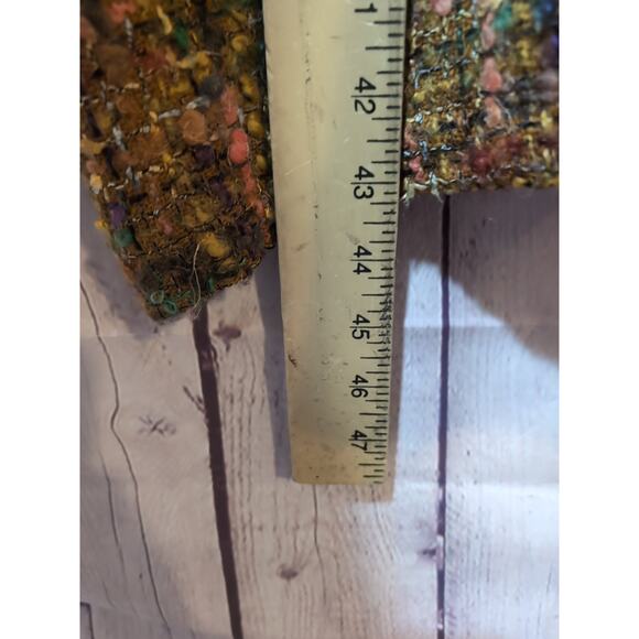 Boho Artisanal Boucle Wool Blend Kimono Coat Jacket Tweed Textured Sweater - Picture 9 of 12